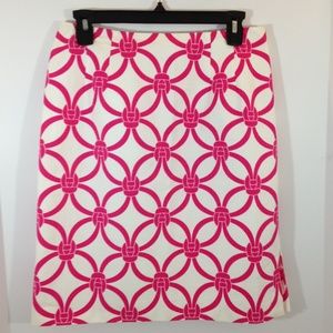Talbots Pencil Skirt Lined Pink White.